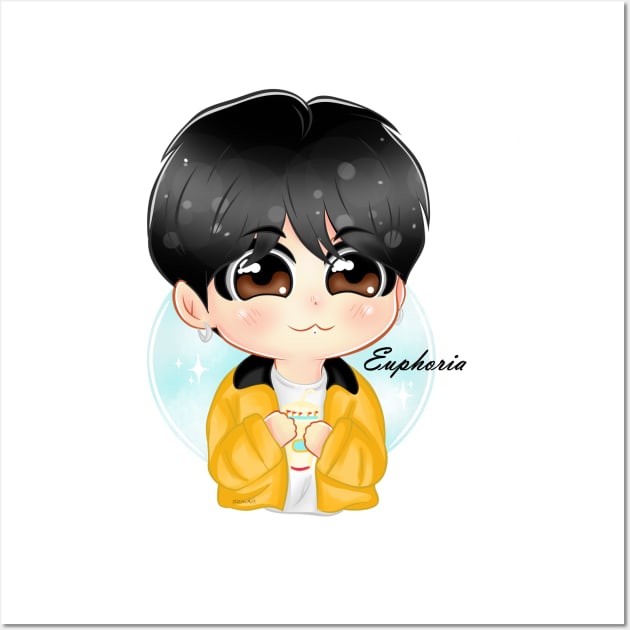 BTS Jungkook Euphoria Chibi Wall Art by SkmArtShop